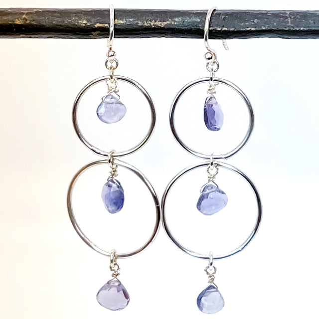 Iolite and Sterling Silver Dangle Earrings