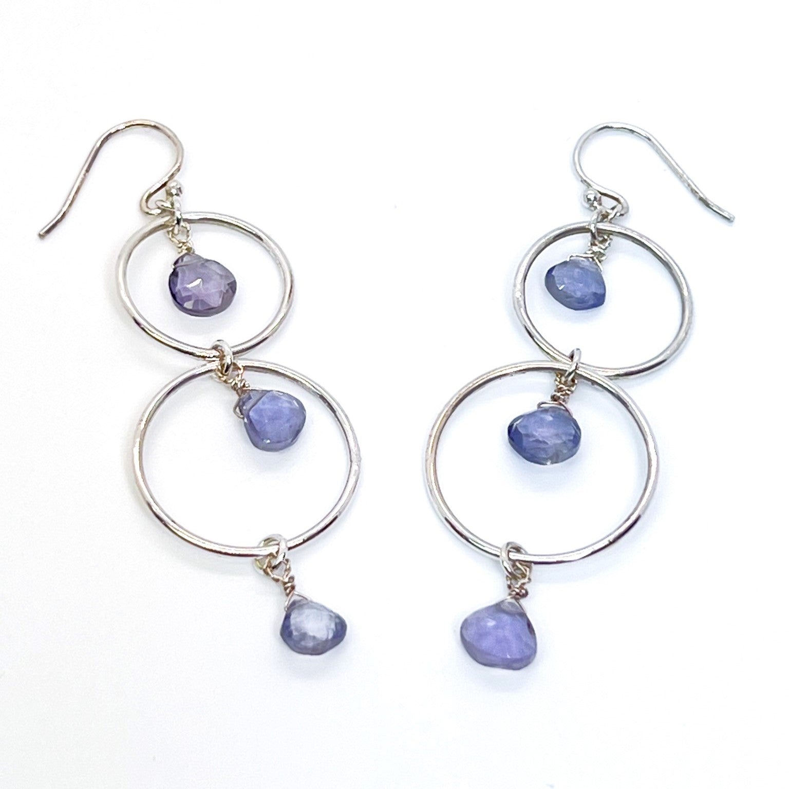 Iolite and Sterling Silver Dangle Earrings