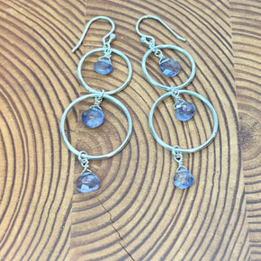 Iolite and Sterling Silver Dangle Earrings