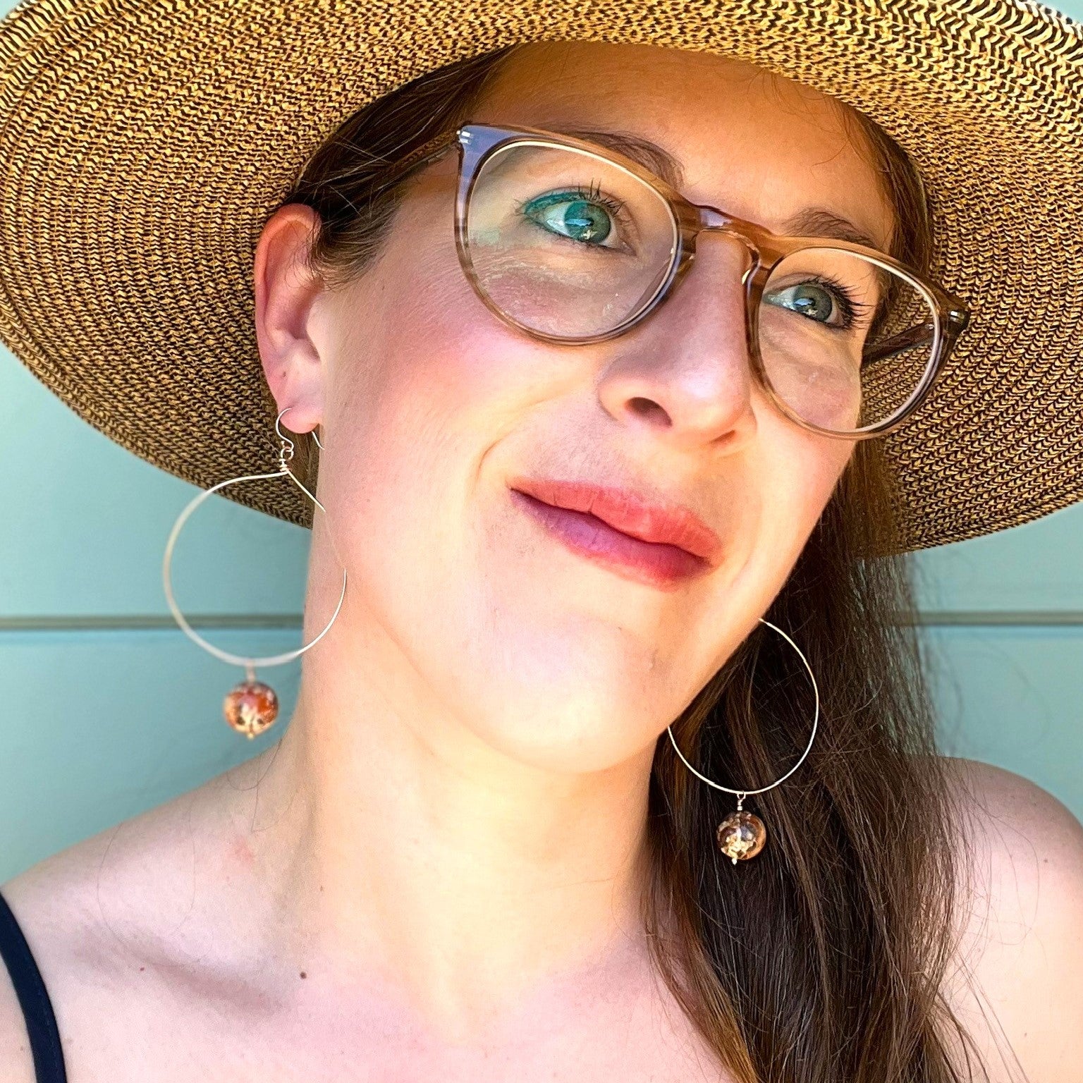 Rose Gold & Jasper Hoop Earrings