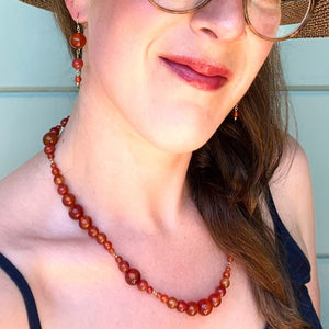 Carnelian Knotted Bubble Necklace