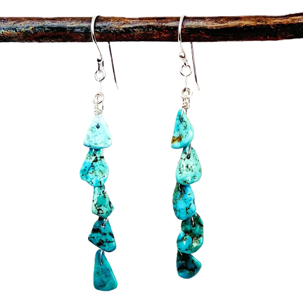 Silver and Turquoise Teardrop Earrings