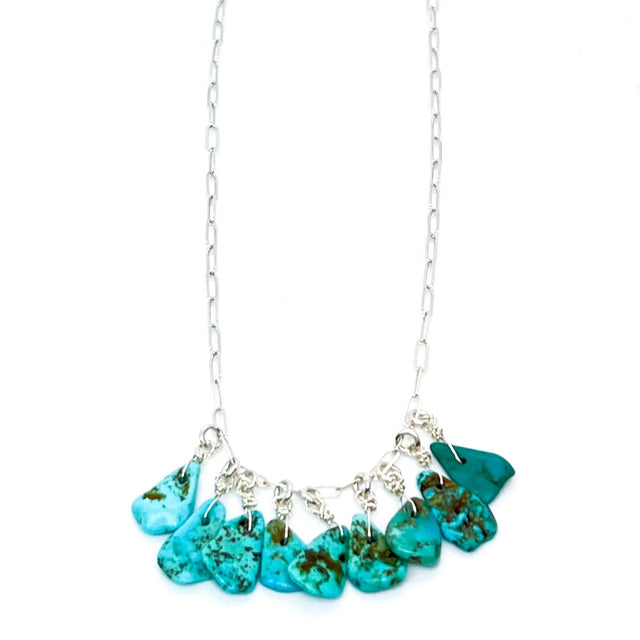 Turquoise Teardrop Necklace on Sterling Silver Chain