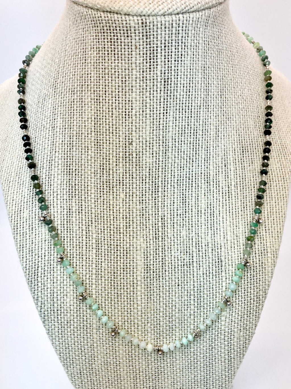 Hand Knotted Emerald and Chrysoprase Faceted Necklace