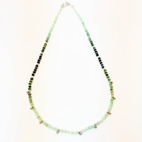 Hand Knotted Emerald and Chrysoprase Faceted Necklace