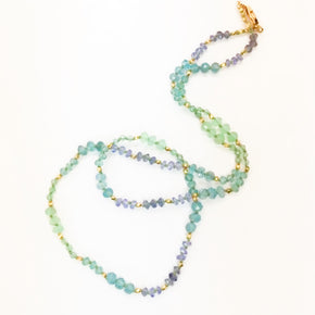 Hand Knotted Mixed Gemstone Faceted Necklace