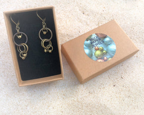 Geometric Brass Ring Drop Earrings in rock paper jewels gift box
