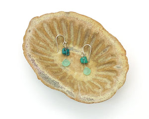 Chrysoprase and Turquoise Nugget Dangle Earrings