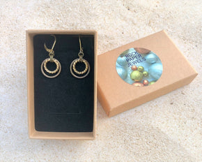 Brass two toned jump ring earrings in rock paper jewels gift box